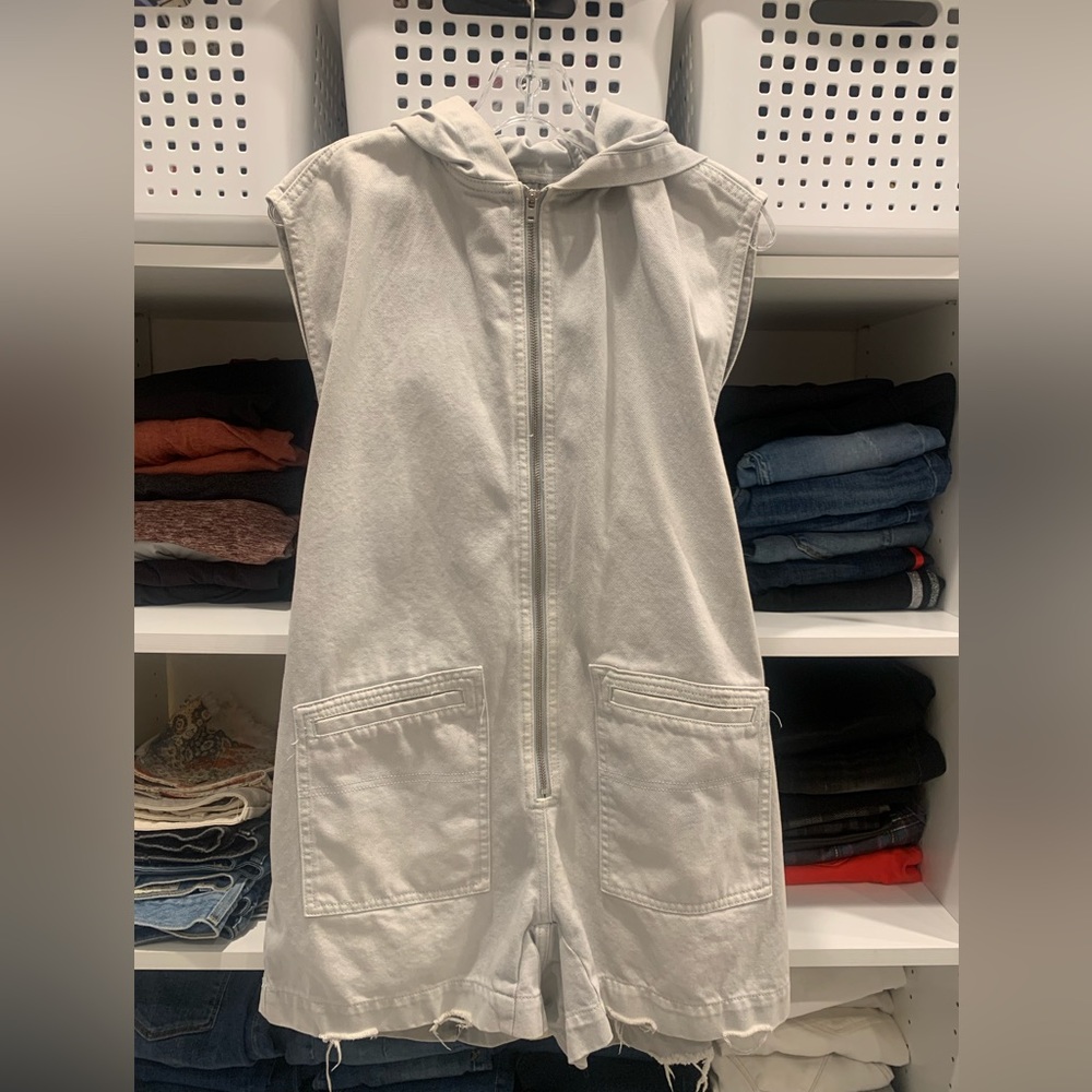 NWOT.   We the Free canvas romper with hoodie.  Small.